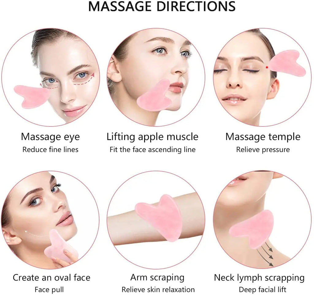 Rose Quartz Gua Sha Stone Set